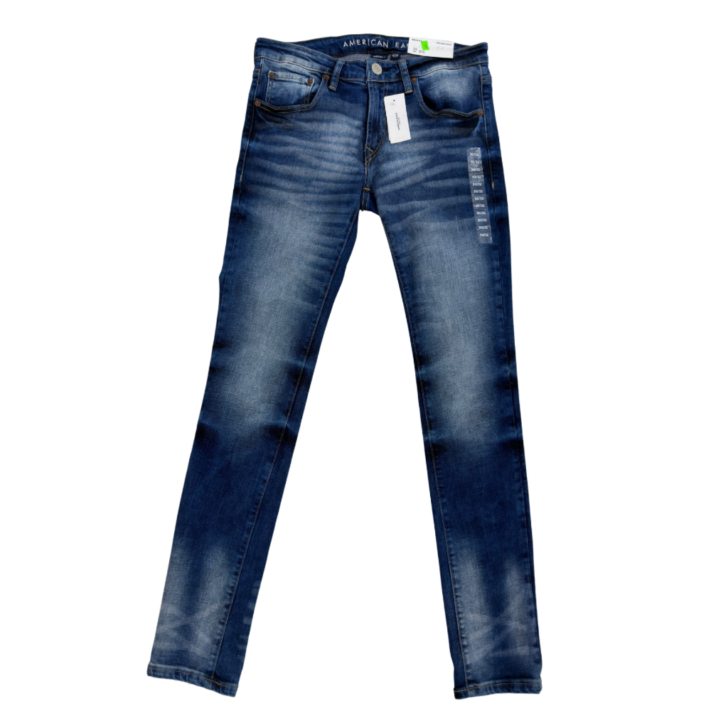 PANTALÓN CABALLERO AMERICANO EAGLE MEZCLILLA LISO DESLAVADO