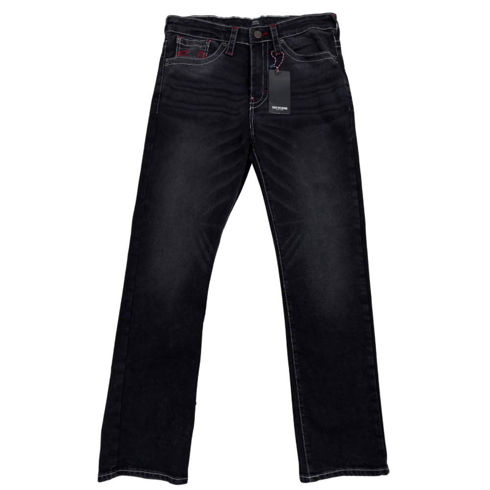 PANTALÓN CABALLERO TRUE RELIGION GRIS DETALLES ROJOS