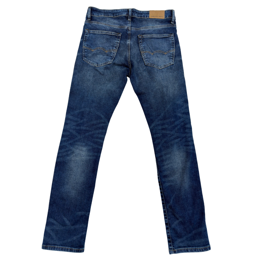 PANTALÓN CABALLERO AMERICAN EAGLE MEZCLILLA “RASGADO AMARILLO”