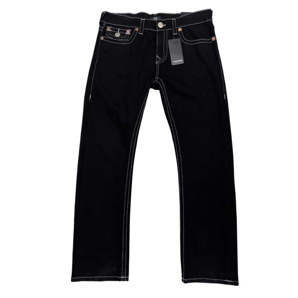 PANTALÓN CABALLERO TRUE RELIGION NEGRO DETALLES BLANCOS