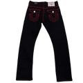 PANTALÓN CABALLERO TRUE RELIGION NEGRO DETALLES ROJOS