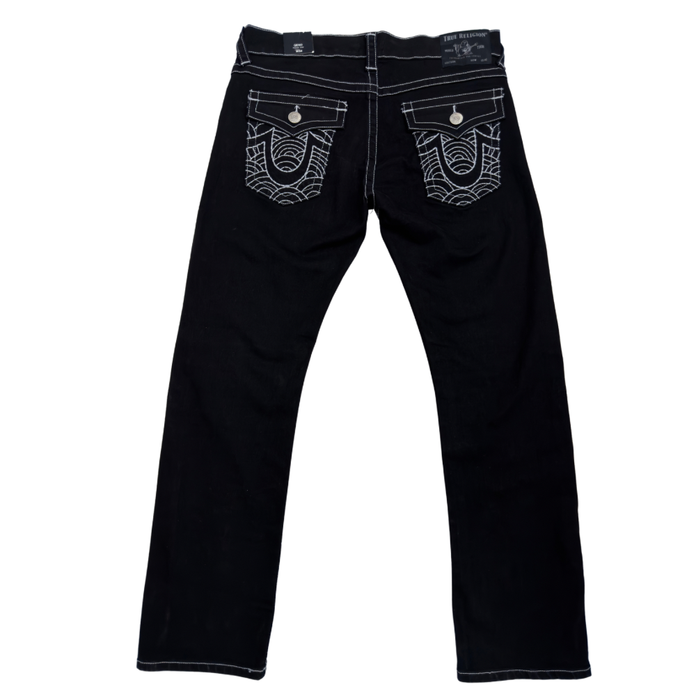 PANTALÓN CABALLERO TRUE RELIGION NEGRO DETALLES BLANCOS