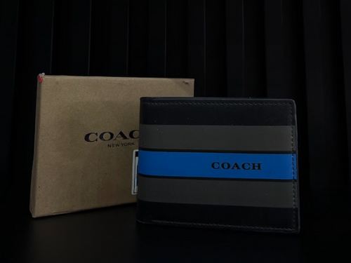 CARTERA COACH "NEGRA LINEA AZUL"