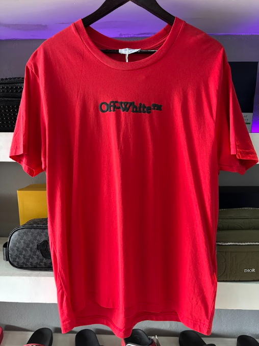 PLAYERA OFF WHITE "SPRAY MARKER ROJA"