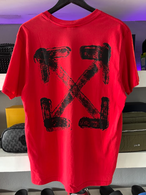 PLAYERA OFF WHITE "SPRAY MARKER ROJA"