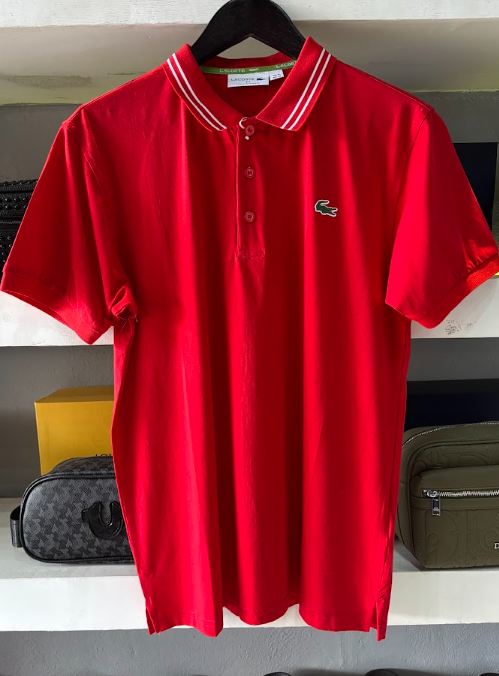 POLO LACOSTE "ROJO CON DETALLES BLANCOS"