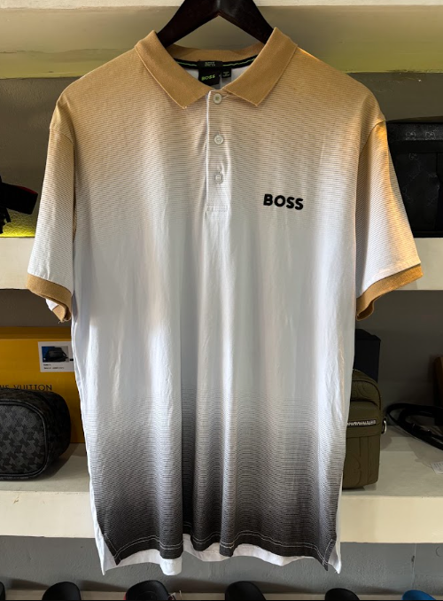 POLO BOSS "BLANCO DEGRAGAD0 BEIGE/NEGRO"
