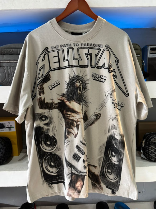 PLAYERA HELLSTAR "JESUS ROCKSTAR BEIGE"