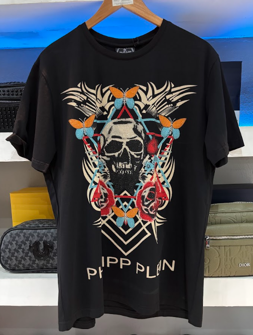 PLAYERA PHILIPP PLEIN "NEGRA CALAVERA MARIPOSA"