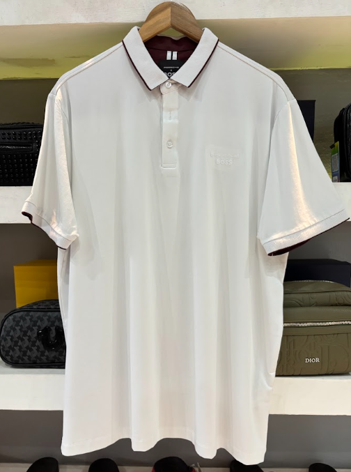 POLO BOSS "BLANCO DETALLES GUINDA"