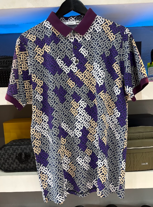POLO BURBERRY "MONOGRAMA AZUL/GRIS/BEIGE"