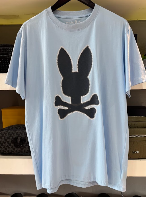 PLAYERA PSYCHO BUNNY "AZUL LOGO CLASICO NEGRO"