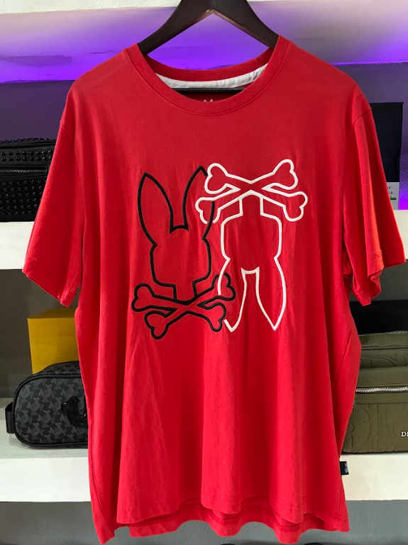 PLAYERA PSYCHO BUNNY "ROJO LOGO NEGRO/BLANCO"