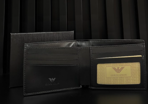 CARTERA EMPORIO ARMANI "NEGRA MONOGRAMA BLANCA"
