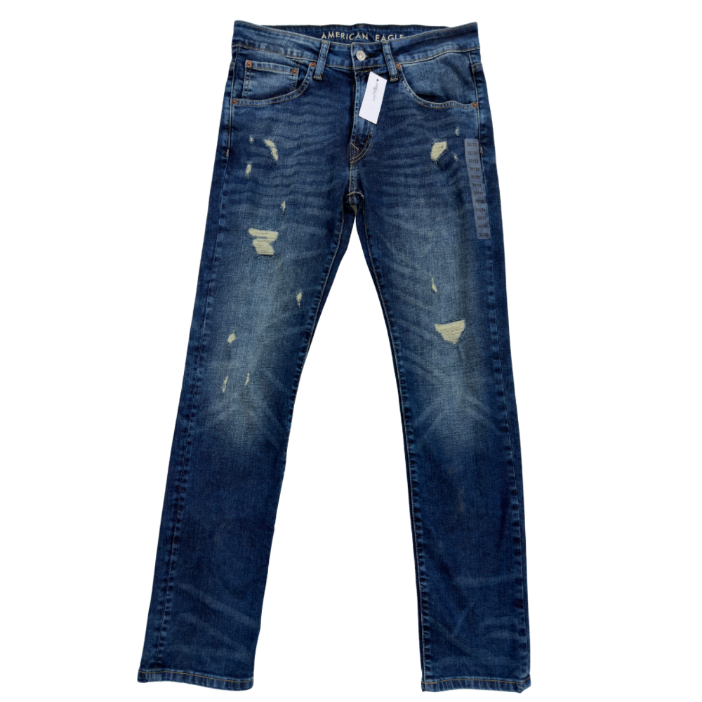 PANTALÓN CABALLERO AMERICAN EAGLE MEZCLILLA “RASGADO AMARILLO”