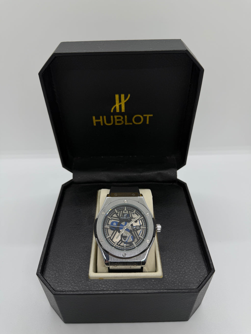 RELOJ HUBLOT "AZUL SKELETON"