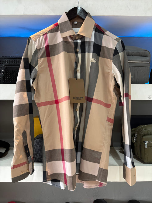 CAMISA BURBERRY "CLASICA BEIGE LINEA ROJA"