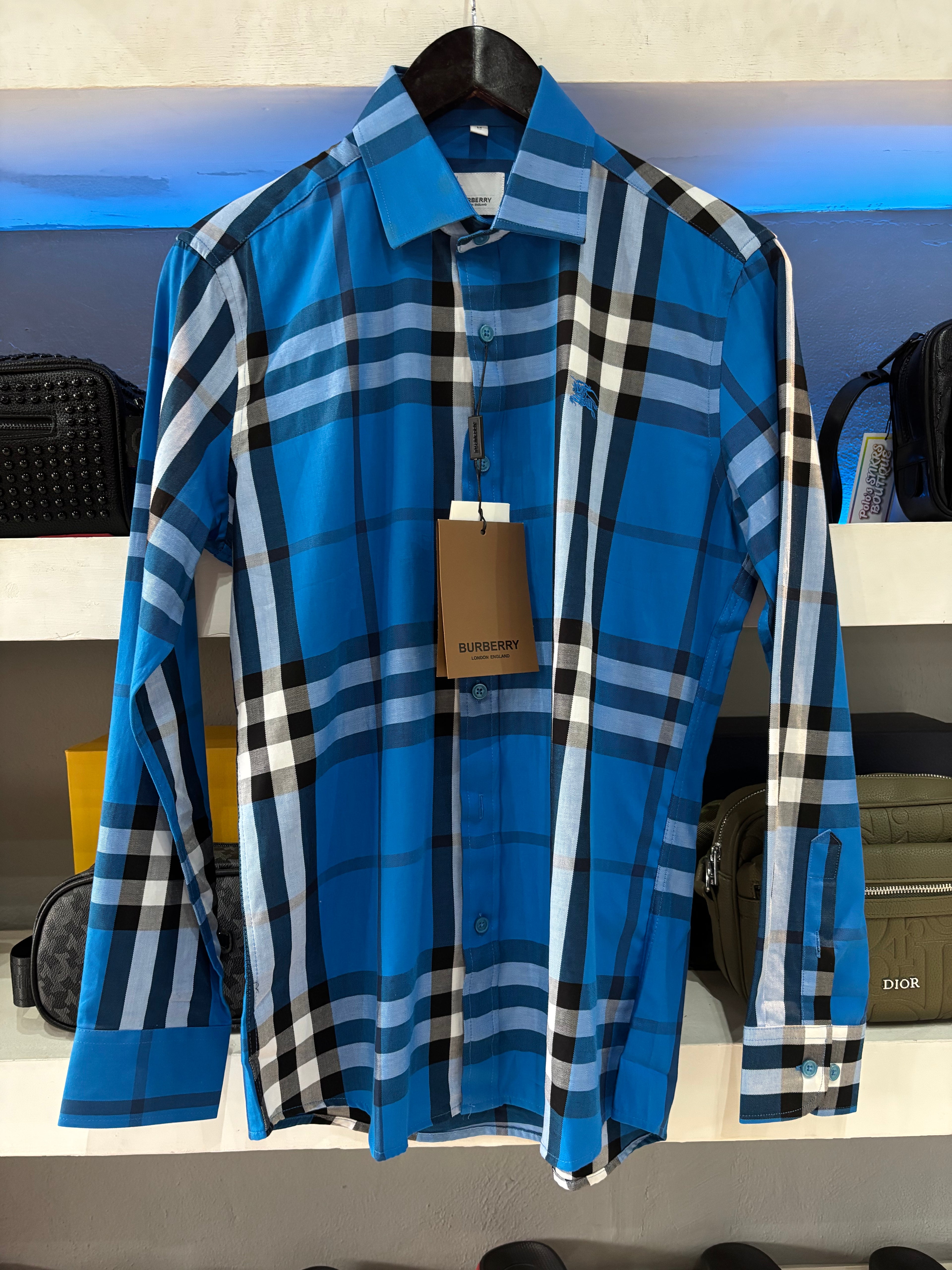 CAMISA BURBERRY "CUADROS AZUL/NEGRO"