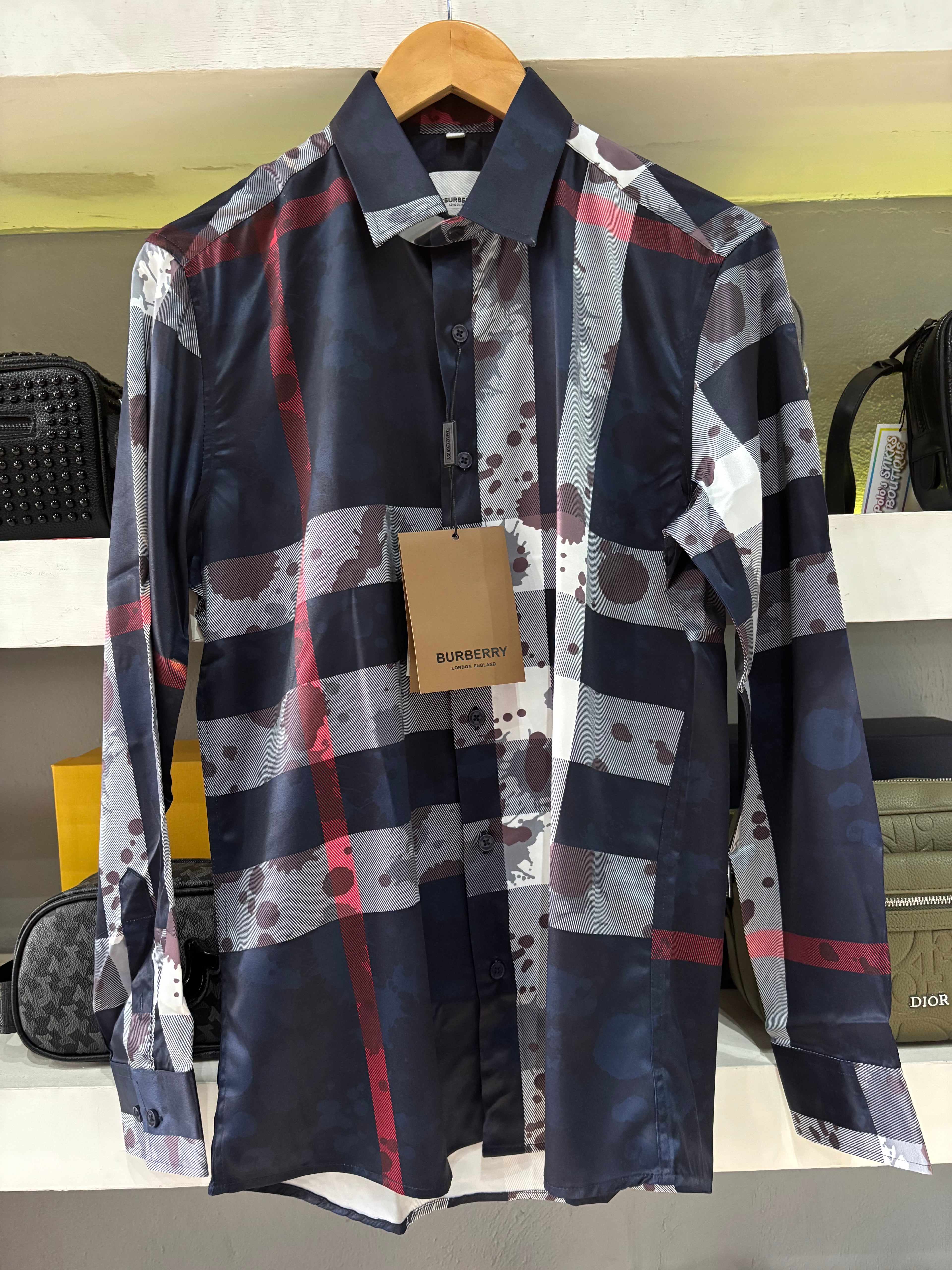 CAMISA BURBERRY "AZUL MARINO MANCHAS"