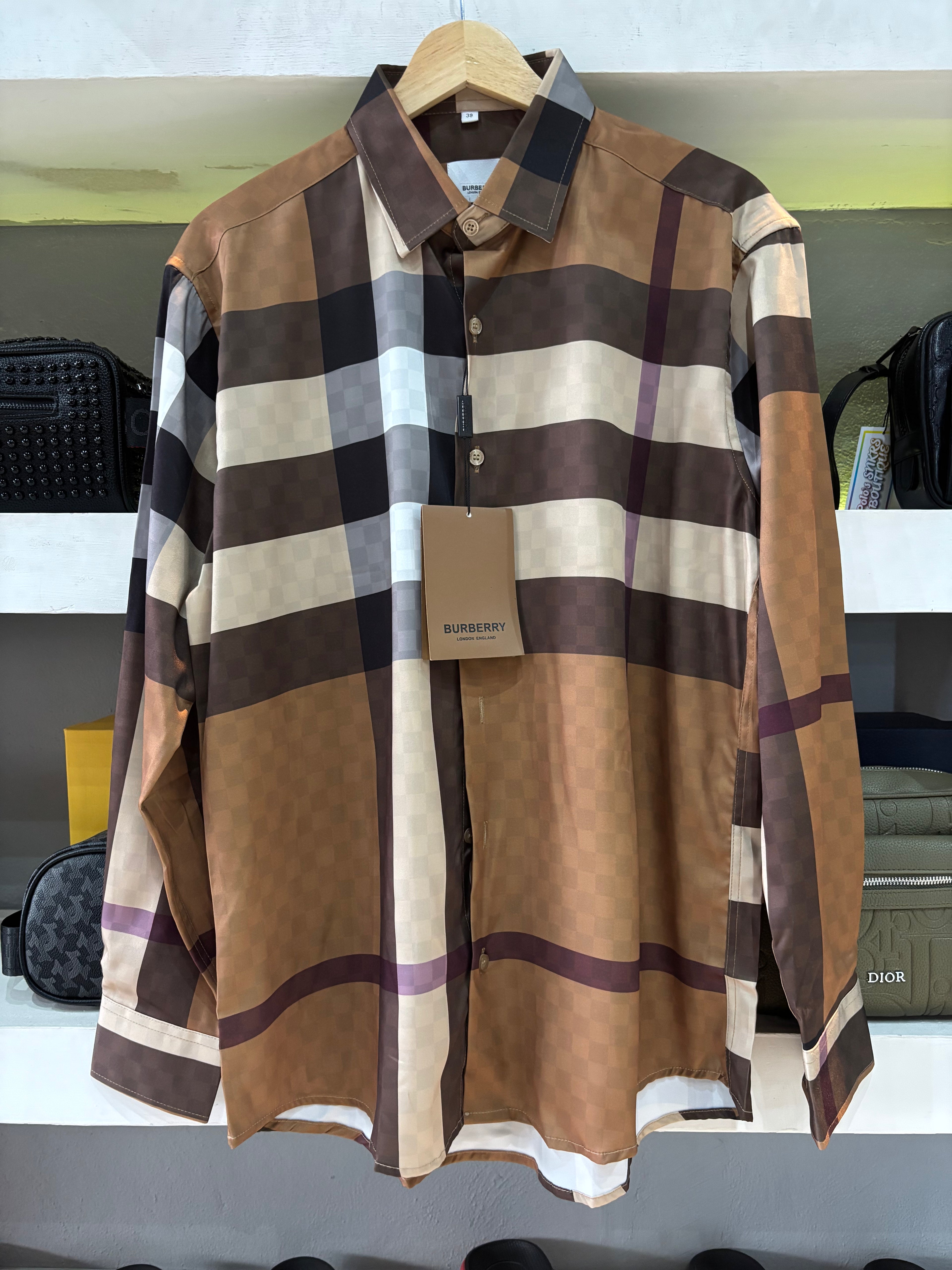 CAMISA BURBERRY "CUADROS MARRON/BEIGE"