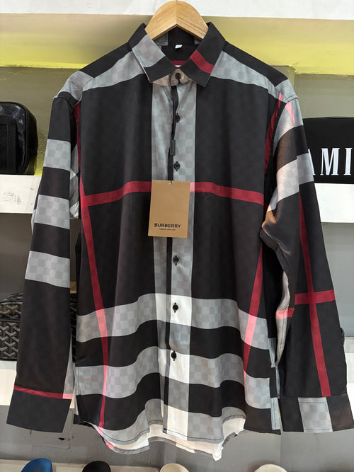 CAMISA BURBERRY "NEGRA CUADROS ROJO/BLANCO"