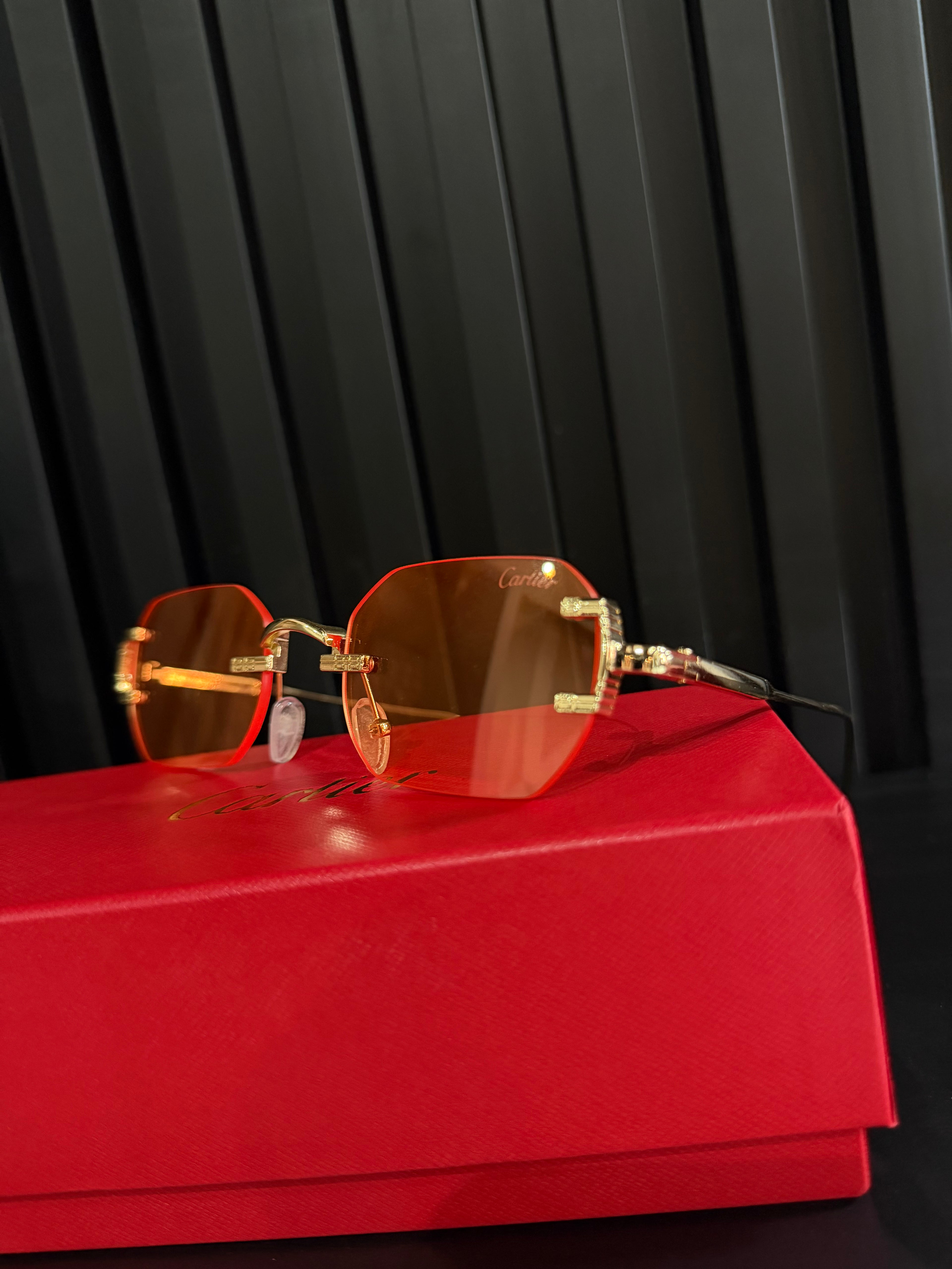 LENTES CARTIER "DORADOS LENTE NARANJA"