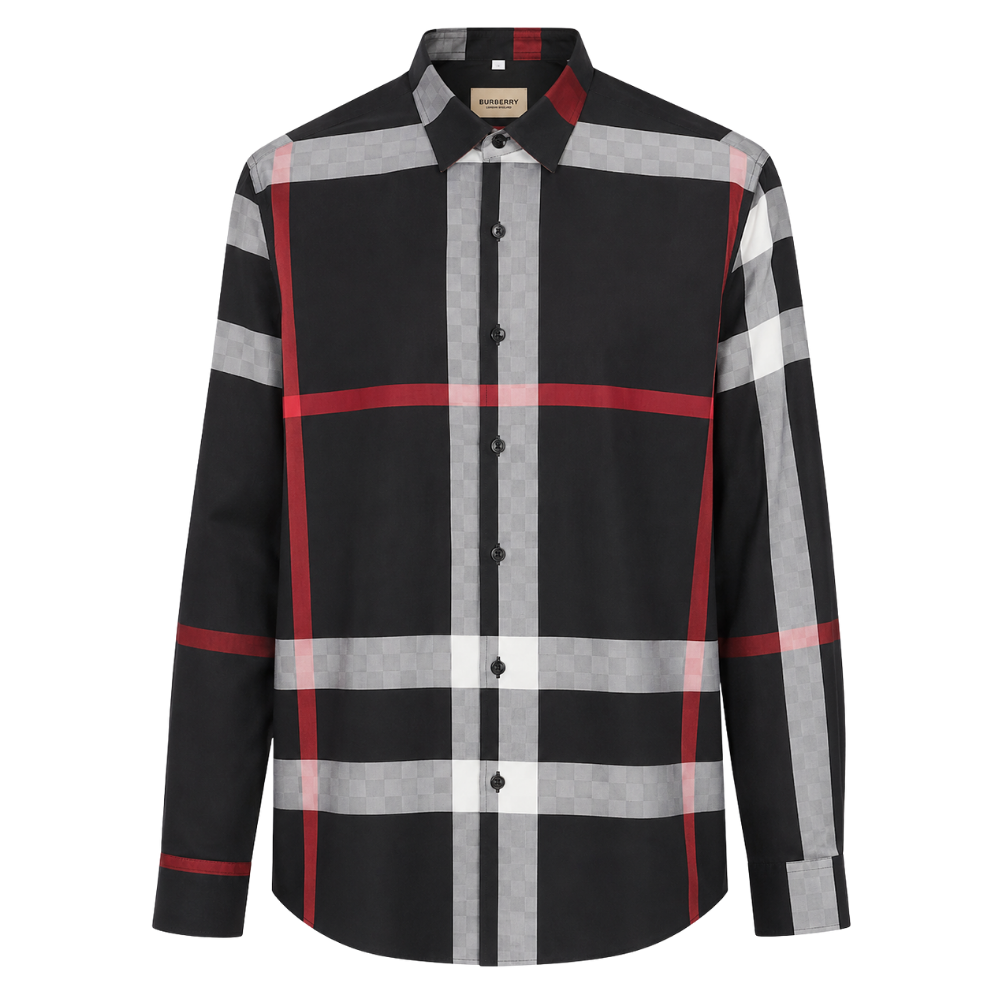 CAMISA BURBERRY "NEGRA CUADROS ROJO/BLANCO"