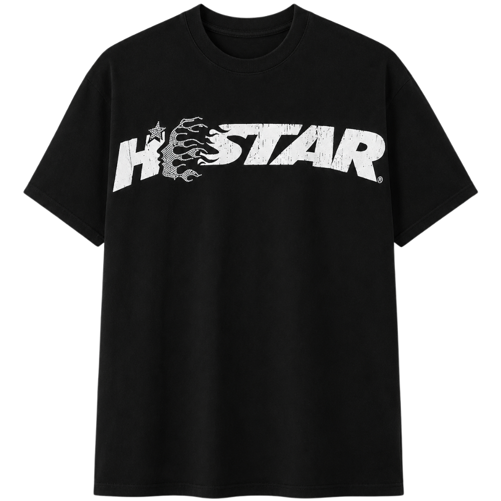 PLAYERA HELLSTAR "NEGRA DESGASTADA LOGO BRILLOSO"