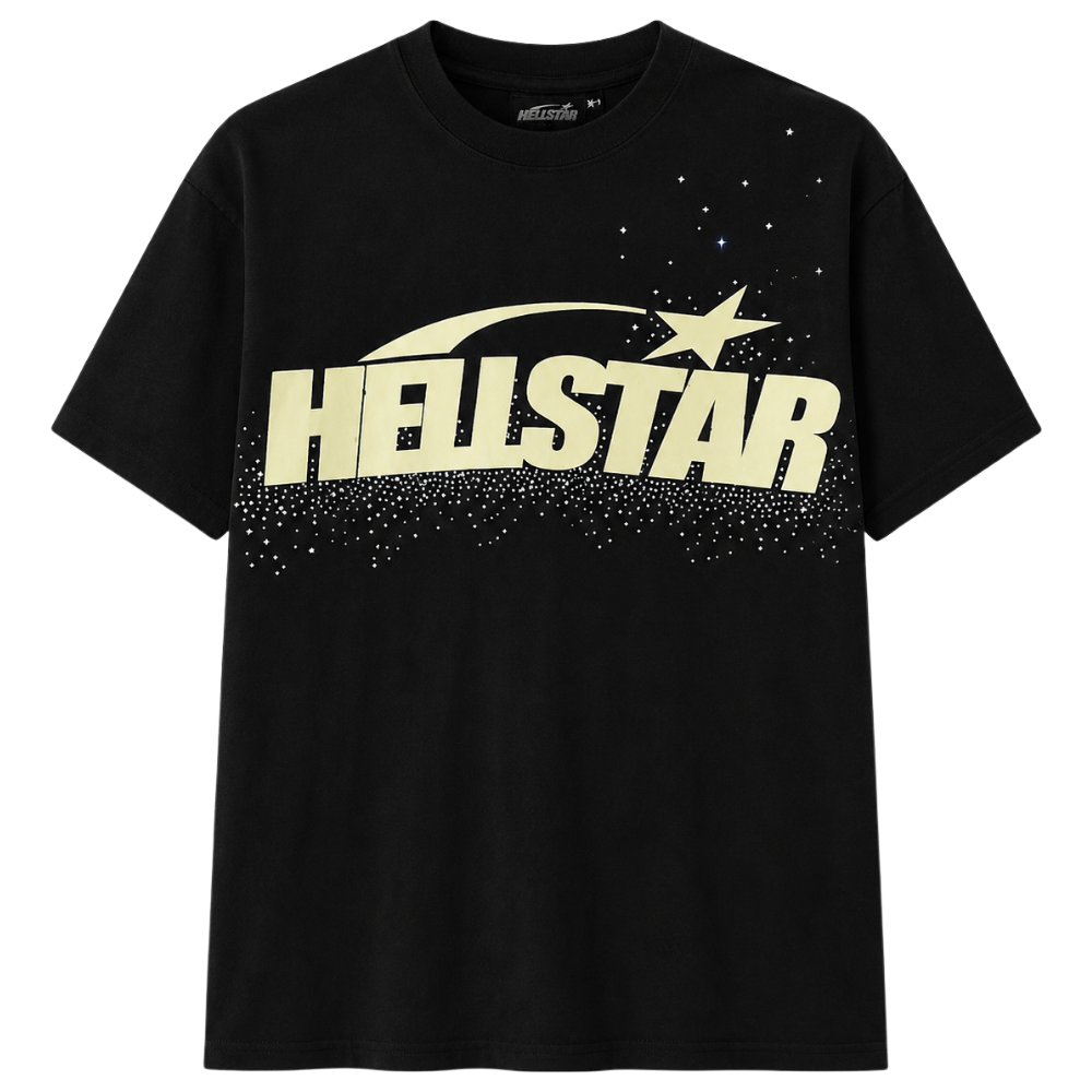 PLAYERA HELLSTAR "NEGRA ESTRELLA CON PIEDRAS"
