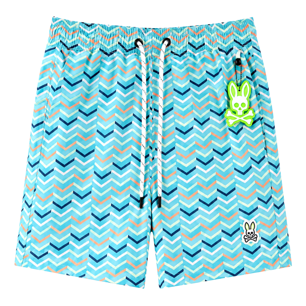 SHORT DE PLAYA PSYCHO BUNNY "AZUL DE LINEAS"