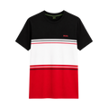 PLAYERA BOSS "LINEAS NEGRO/BLANCO/ROJO"