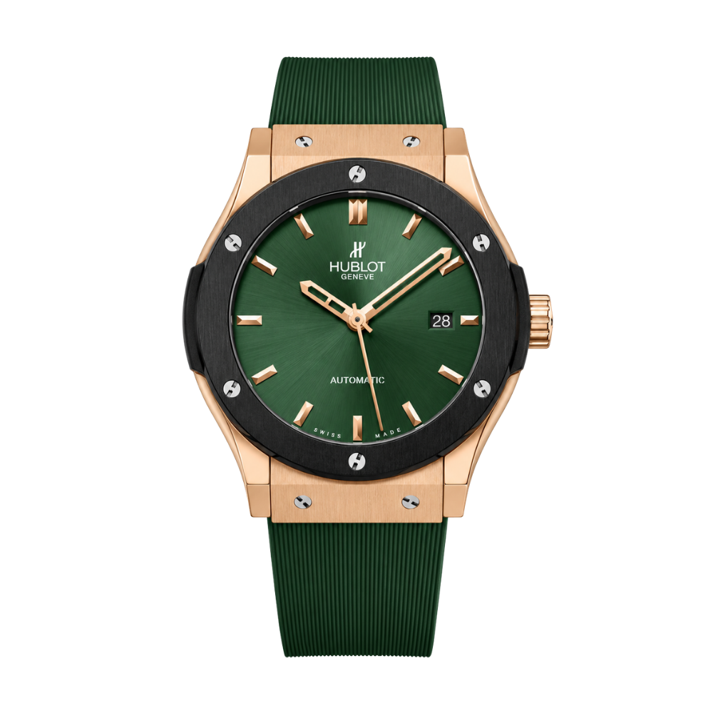 RELOJ HUBLOT "CLASICO FUSION VERDE/ORO ROSADO"