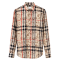 CAMISA BURBERRY "CAMIFLAJE BEIGE LINEAS ROJAS"