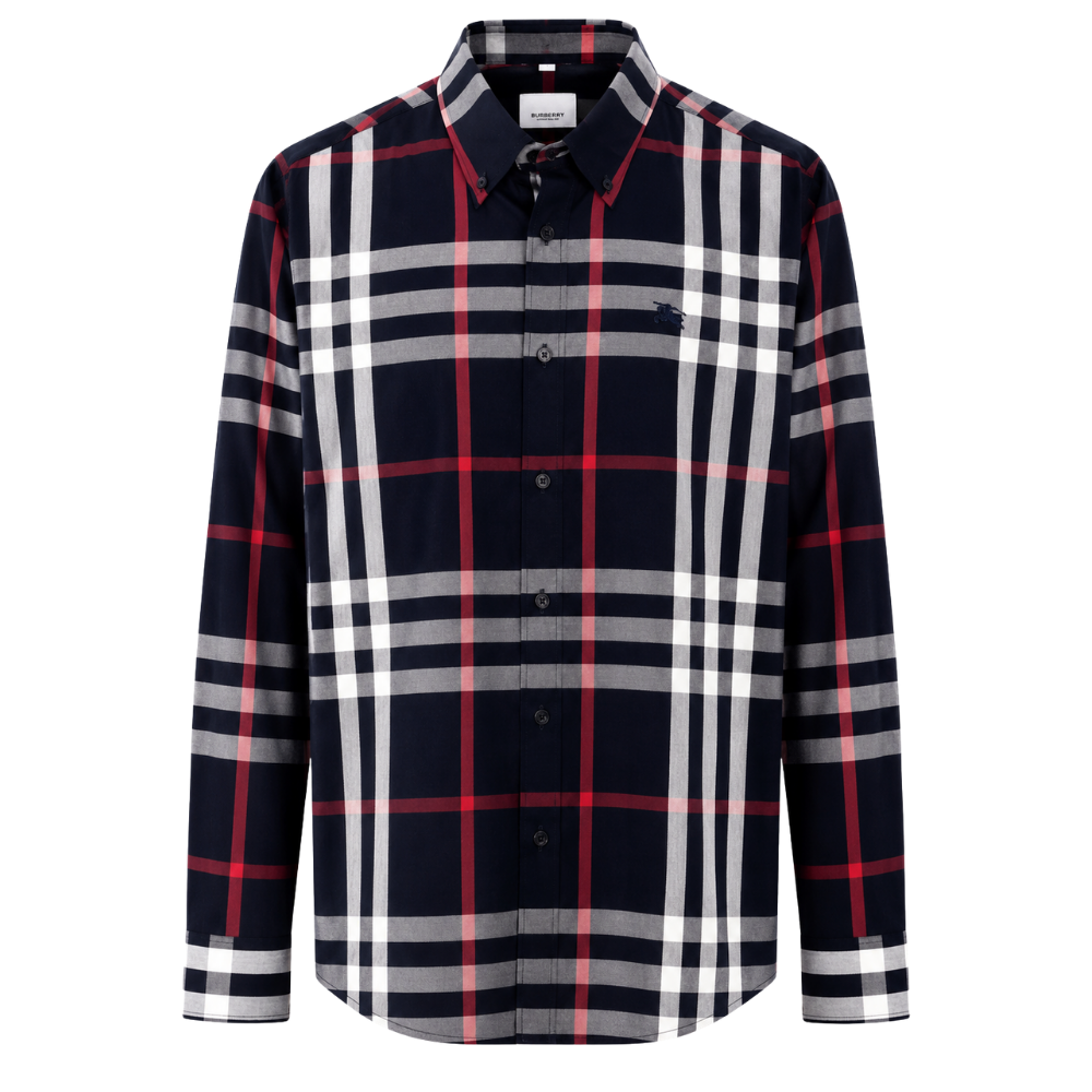CAMISA BURBERRY "NEGRA LINEAS BLANCAS/ROJAS"