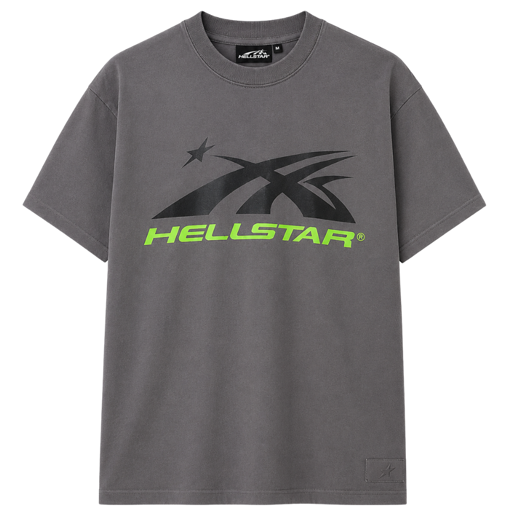 PLAYERA HELLSTAR "GRIS LETRAS VERDES"