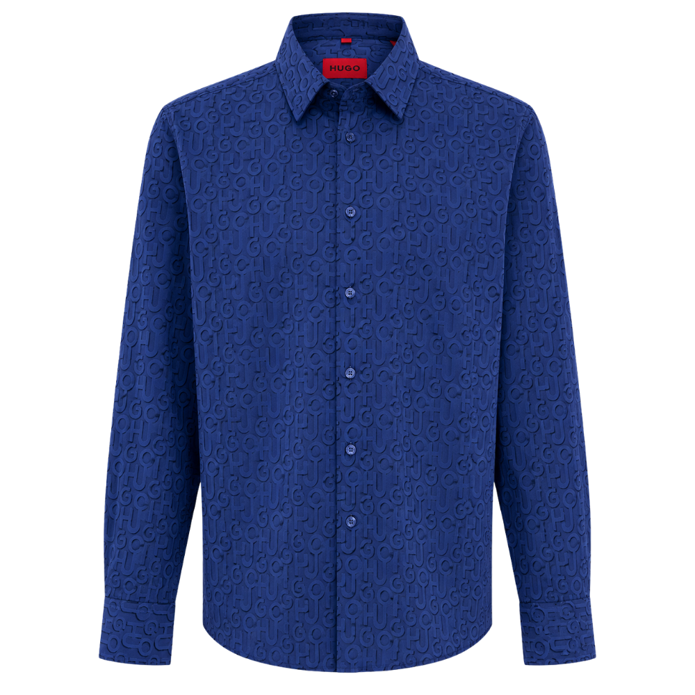 CAMISA HUGO "AZUL MONOGRAMA LOGO"