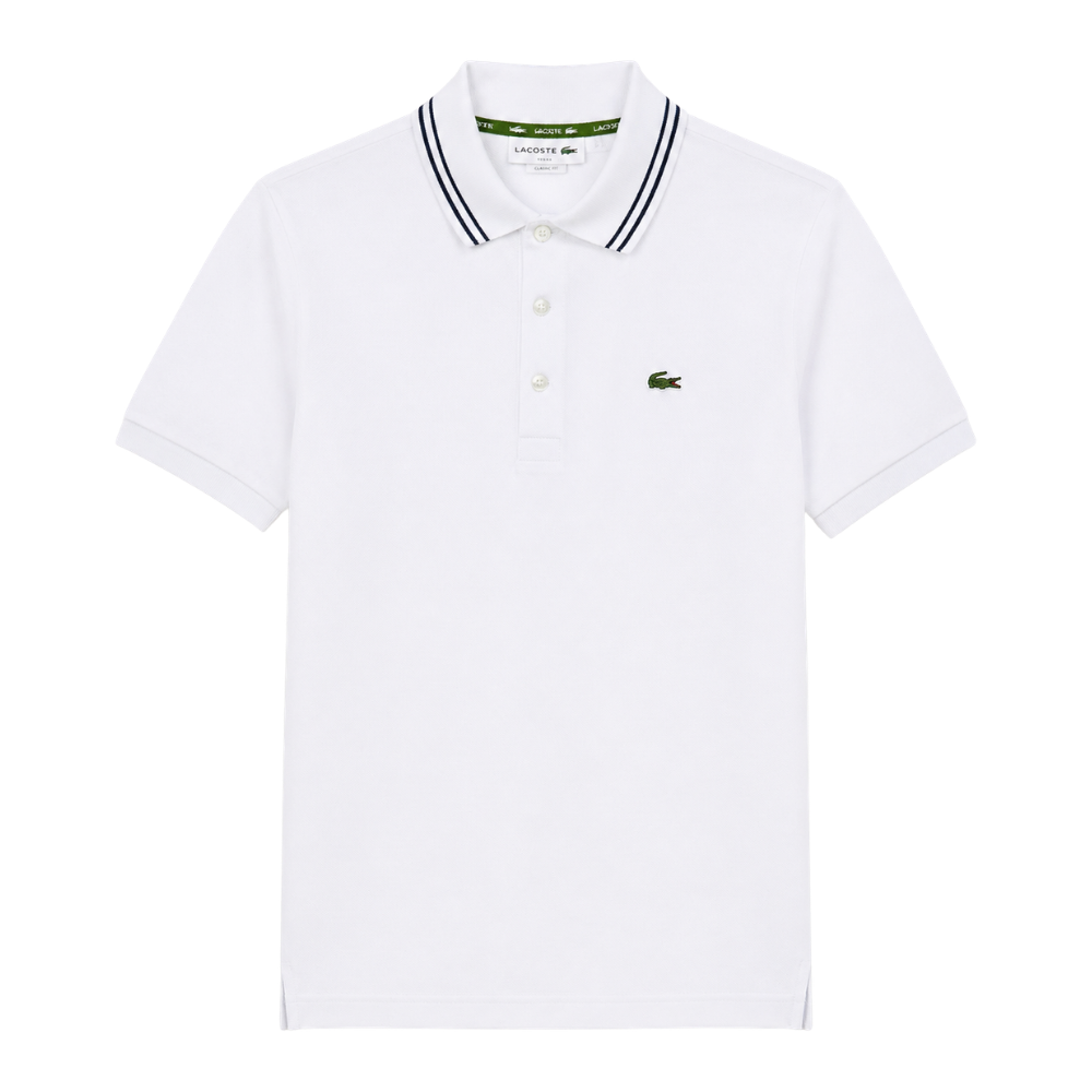 POLO LACOSTE "BLANCA DETALLES NEGROS"