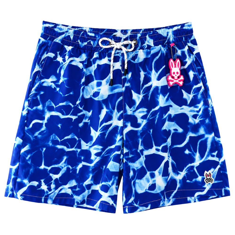 SHORT DE PLAYA PSYCHO BUNNY "AZUL TEXTURA AGUA"