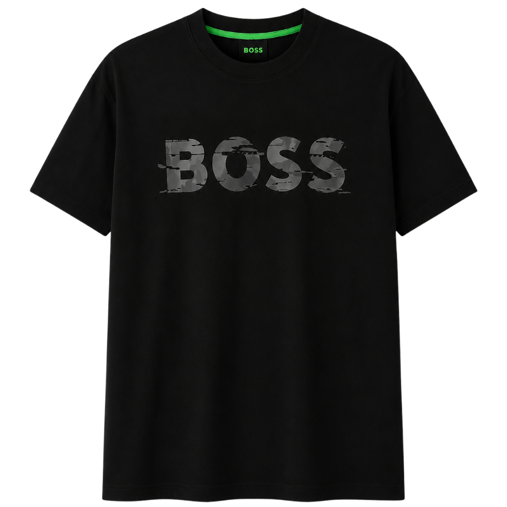 PLAYERA BOSS "NEGRA LETRAS GLITCH"