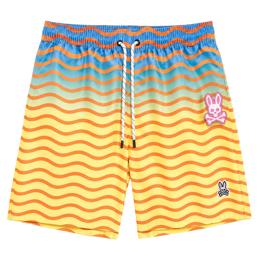 SHORT DE PLAYA PSYCHO BUNNY "AMARILLO CON AZUL"