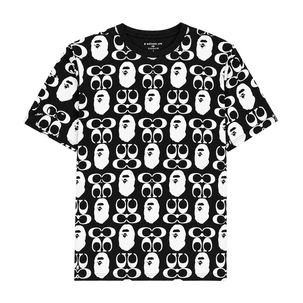PLAYERA BAPE X COACH "NEGRA MONOGRAMA BLANCO"