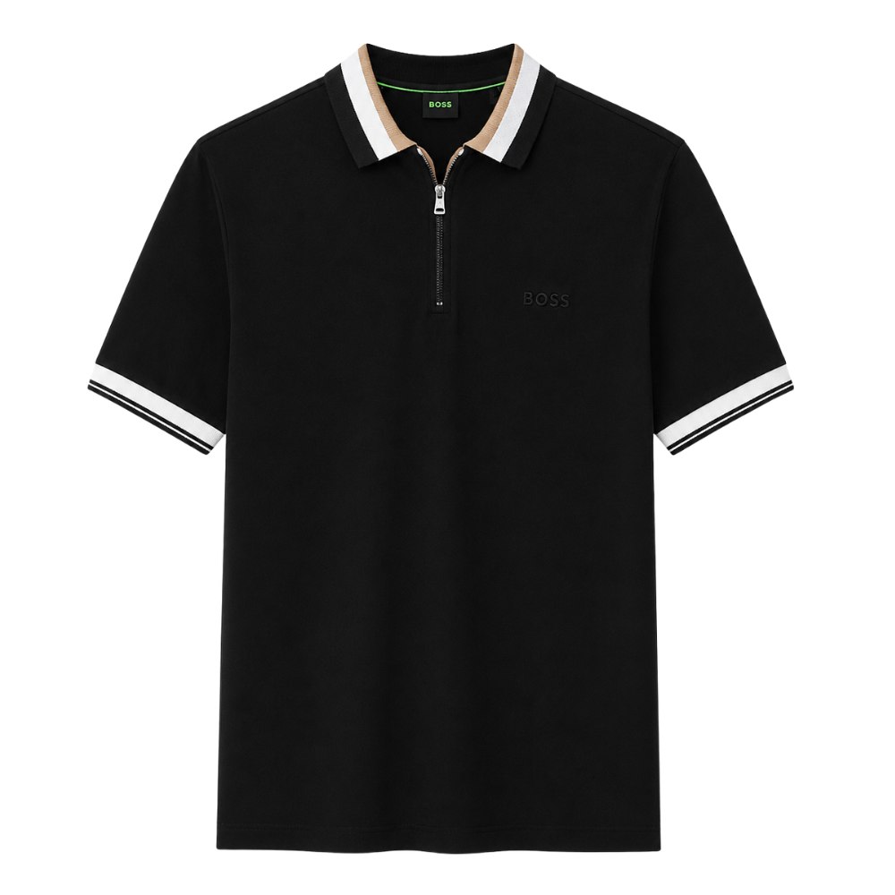POLO BOSS "NEGRA MANGA/CUELLO BLANCO"