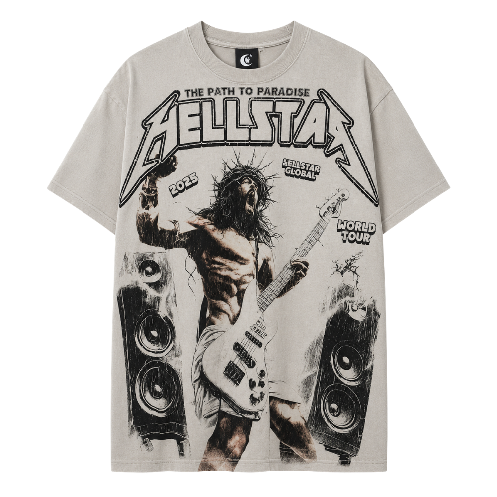 PLAYERA HELLSTAR "JESUS ROCKSTAR BEIGE"