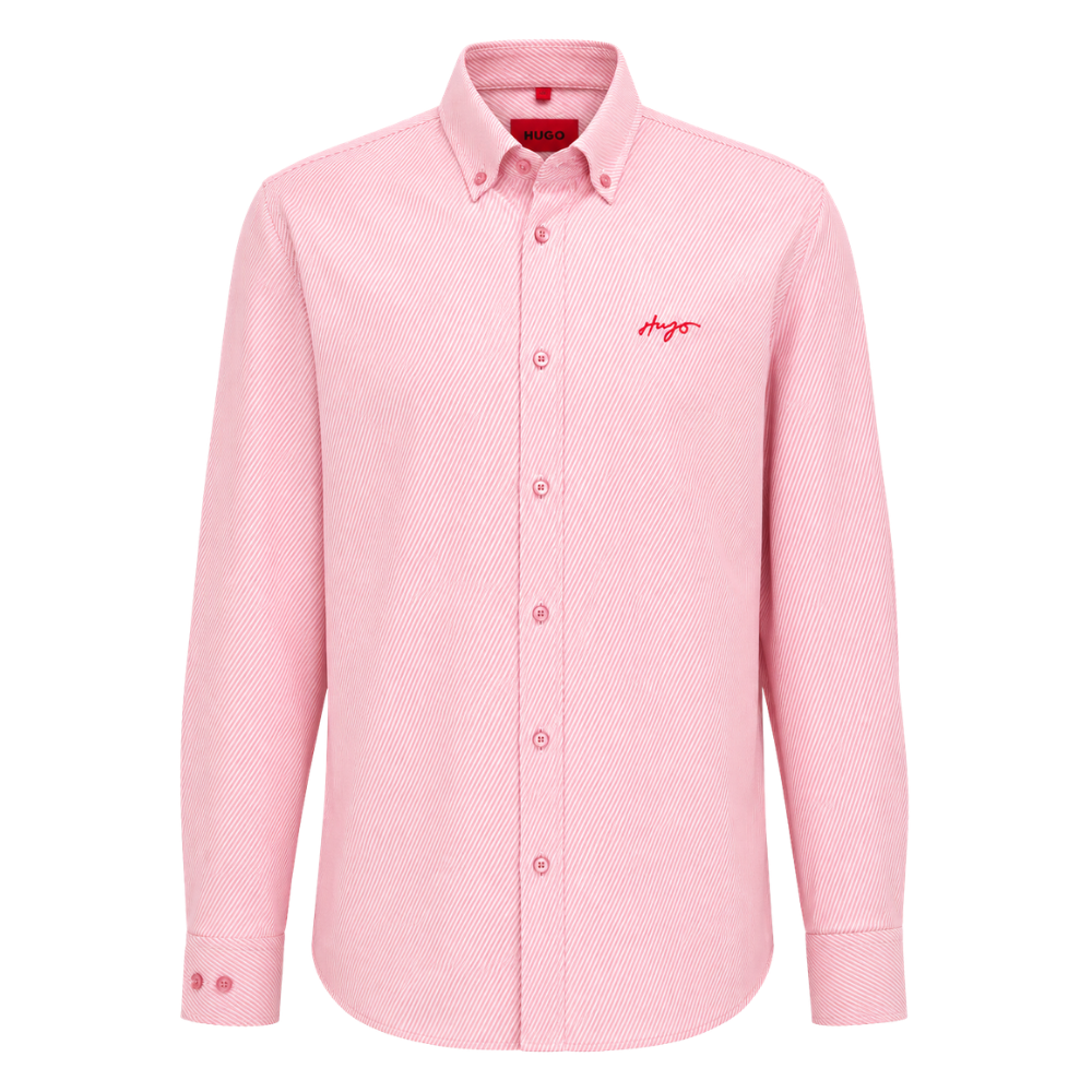 CAMISA HUGO "ROSA LOGO ROJO"