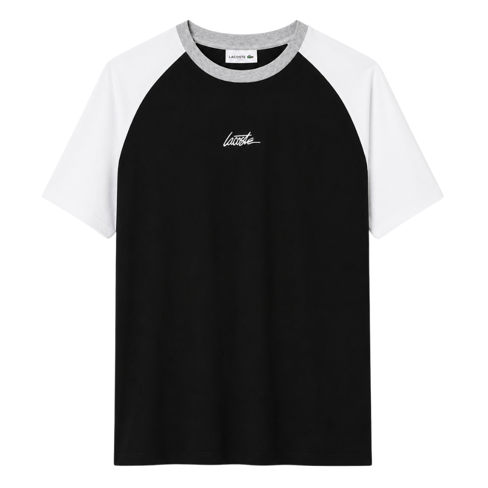 PLAYERA LACOSTE "CURSIVA NEGRO/BLANCA"