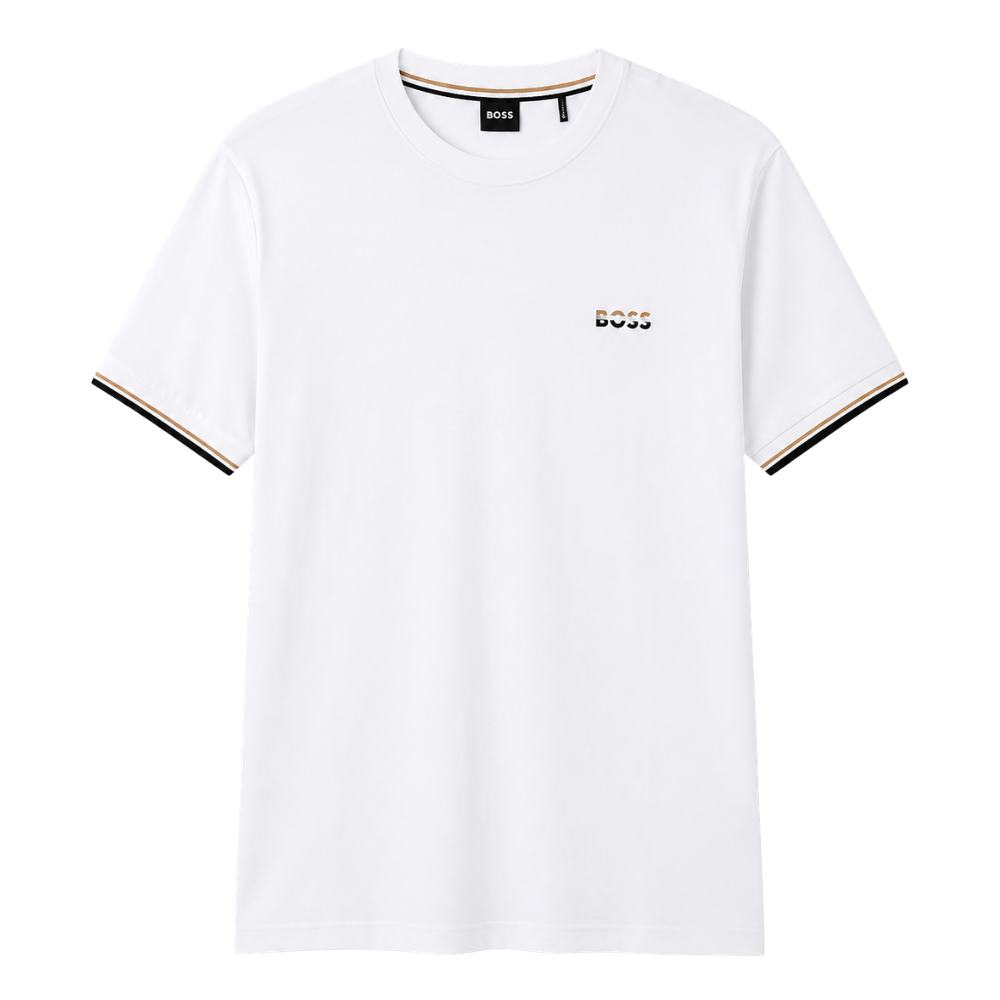 PLAYERA BOSS "BLANCA DETALLES RAYAS"