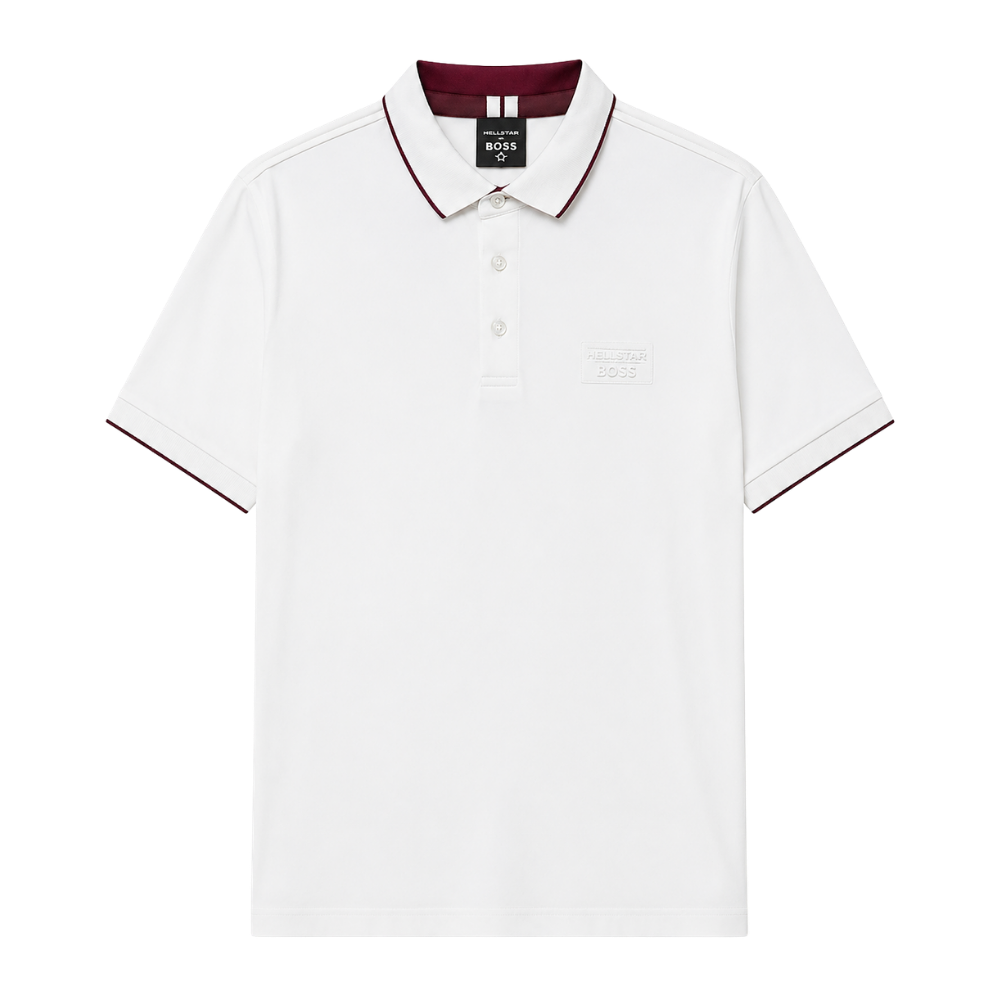 POLO BOSS "BLANCO DETALLES GUINDA"