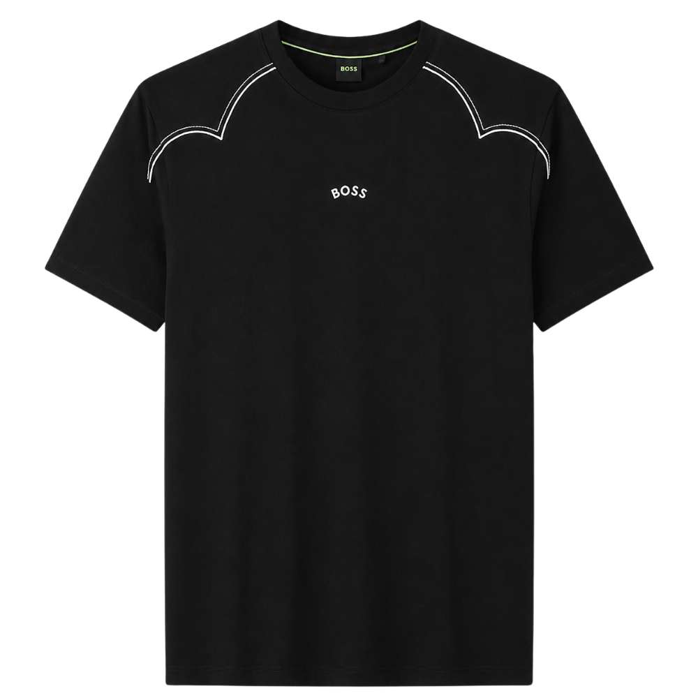 PLAYERA BOSS "NEGRA DETALLES HOMBROS BLANCOS"
