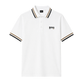 POLO BOSS "BLANCO CUELLO LINEAS BEIGE/NEGRO"
