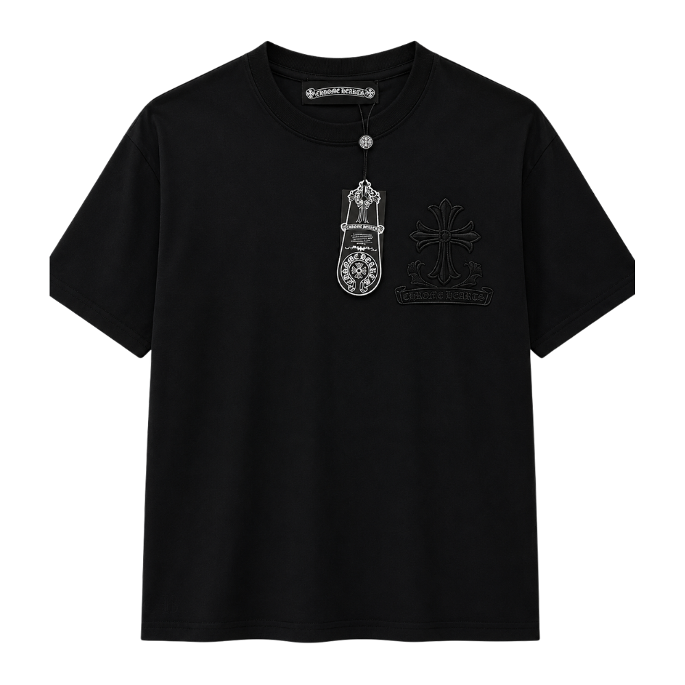 PLAYERA CHROME HEARTS "NEGRA CRUCES DESGASTADO"